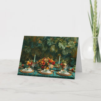 Tarjeta Festiva 🌿 Tropical Elegance Thanksgiving Greeting Card 🌺