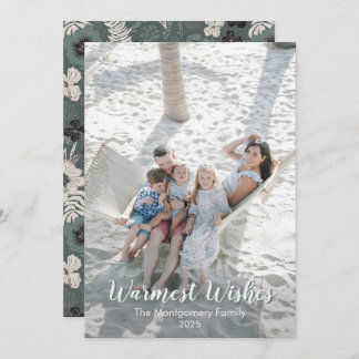 Tarjeta Festiva Tropical Floral Green White Warm Wishes 