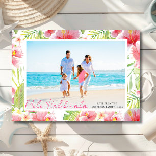 Tarjeta Festiva Tropical Hibiscus Floral Mele Kalikimaka