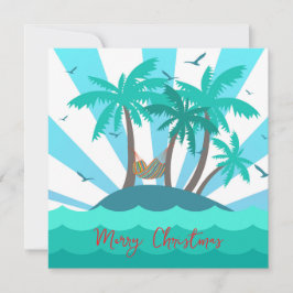 Tarjeta Festiva Tropical Island Palm Tree Christmas Card