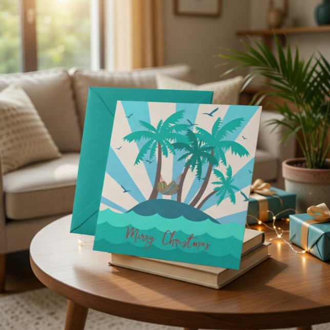 Tarjeta Festiva Tropical Island Palm Tree Christmas Card  (Subido por el creador)
