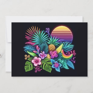 Tarjeta Festiva Tropical neón colorido/hawaiano