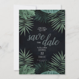 Tarjeta Festiva Tropical Save the Date, Dark and Moody
