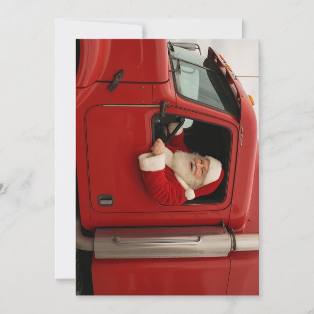 Tarjeta Festiva Truck Driver Santa (Anverso)