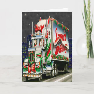 Tarjeta Festiva Truckin Santa - Greeting Card