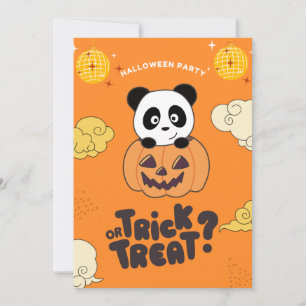 Tarjeta Festiva Truco de fiesta de Halloween o trato Panda Calabaz