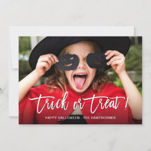 Tarjeta Festiva Truco fotográfico completo o trato feliz Halloween