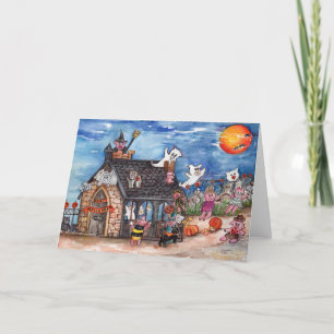 Tarjeta Festiva Truco o invitación, acuarela de los cerdos de