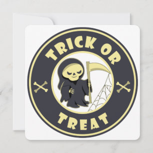 Tarjeta Festiva Truco o tratar el carácter de pañal gris de Hallow