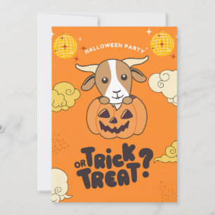 Tarjeta Festiva Truco o trato de fiesta de Halloween Cabra Calabaz