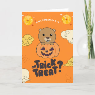 Tarjeta Festiva Truco o trato de fiesta de Halloween Castor Calaba