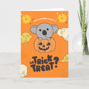 Tarjeta Festiva Truco o trato de fiesta de Halloween Koala Pumkin 