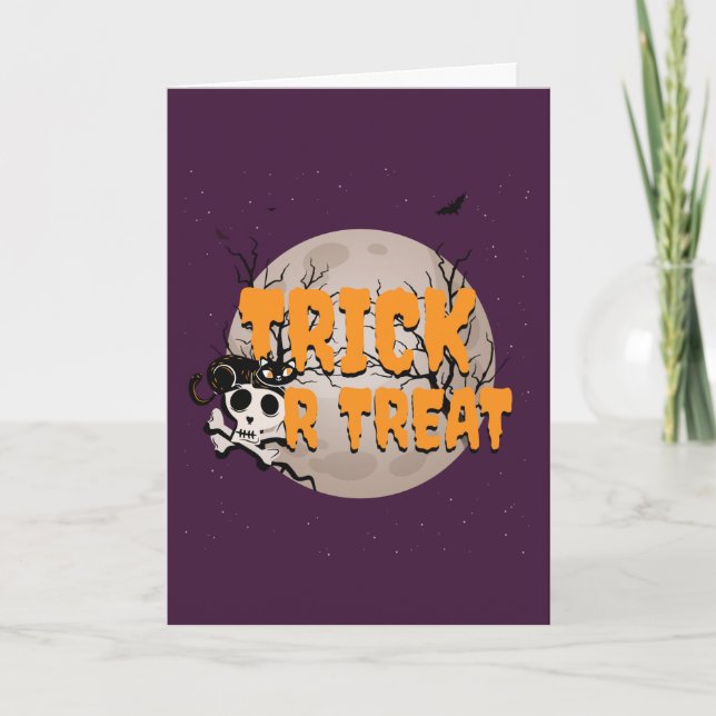 Tarjeta Festiva Truco o trato de Halloween Añadir mensaje y nombre (Anverso)