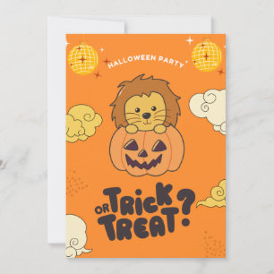 Tarjeta Festiva Truco o trato de la fiesta de Halloween León Calab