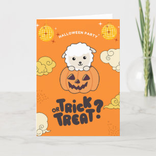 Tarjeta Festiva Truco o trato de ovejas en fiesta de Halloween Cal