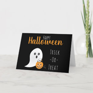 Tarjeta Festiva Truco O Trato Feliz Fantasma De Halloween
