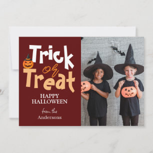 Tarjeta Festiva Truco o trato Fotos familiares de Spooky Hallowe