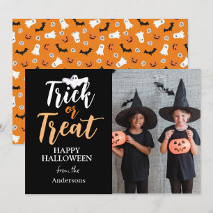 Tarjeta Festiva Truco o trato Fotos familiares de Spooky Hallowe