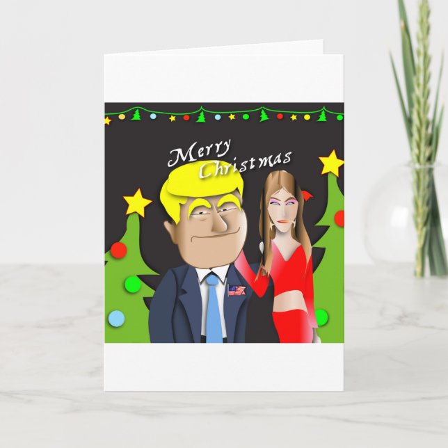 Tarjeta Festiva Trump, Donald, Melania, Navidades, regalo, present (Anverso)