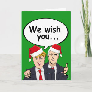 Tarjeta Festiva Trump Pence le desea Navidades norteamericanos