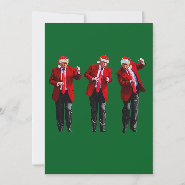 Tarjeta Festiva Trump Santa Hat Dance Navidades Green (Anverso)