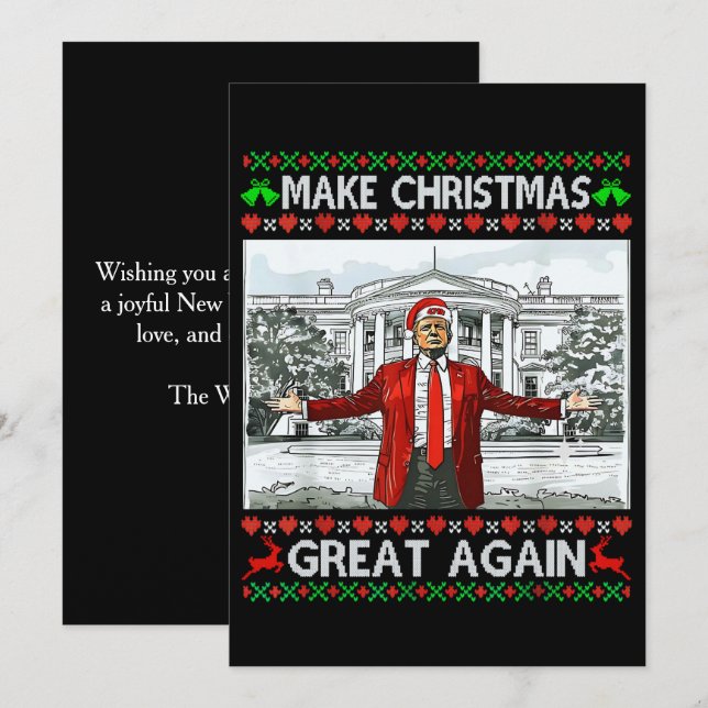 Tarjeta Festiva Trump Santa Hat | Hacer a los Navidades grandes de (Anverso / Reverso)