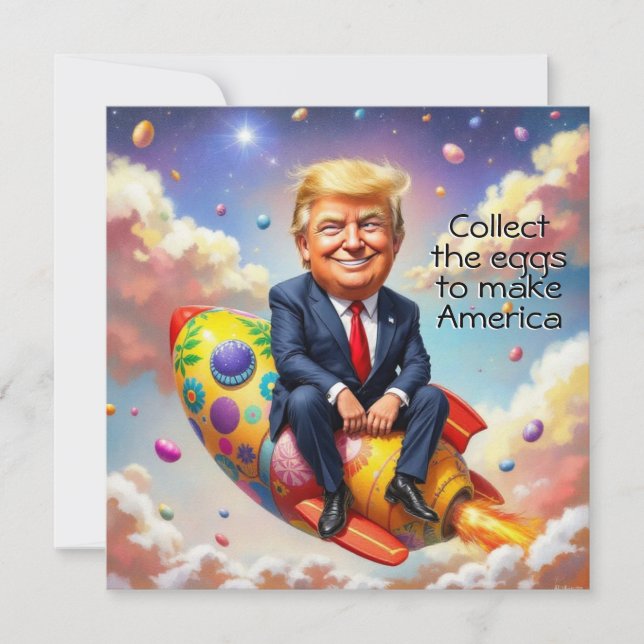 Tarjeta Festiva Trump se sienta en el misil (Anverso)