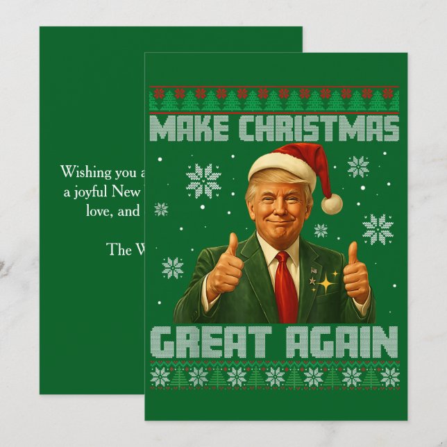 Tarjeta Festiva Trump vuelve a hacer grandes Navidades verdes (Anverso / Reverso)