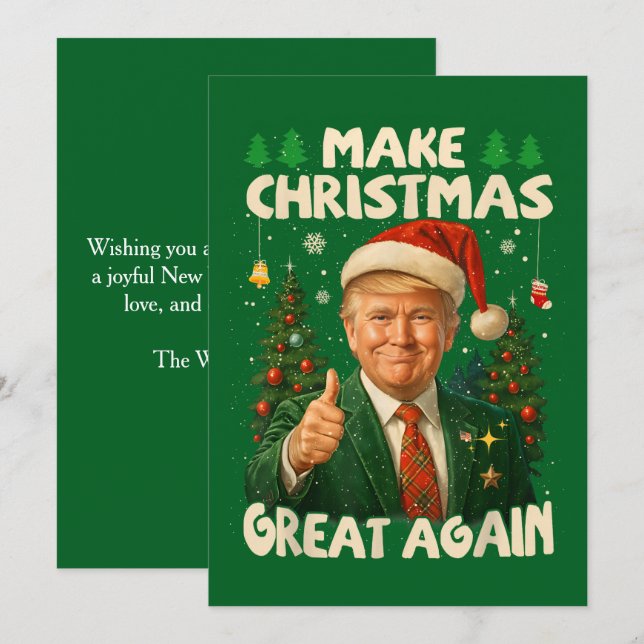 Tarjeta Festiva Trump vuelve a hacer grandes Navidades verdes (Anverso / Reverso)