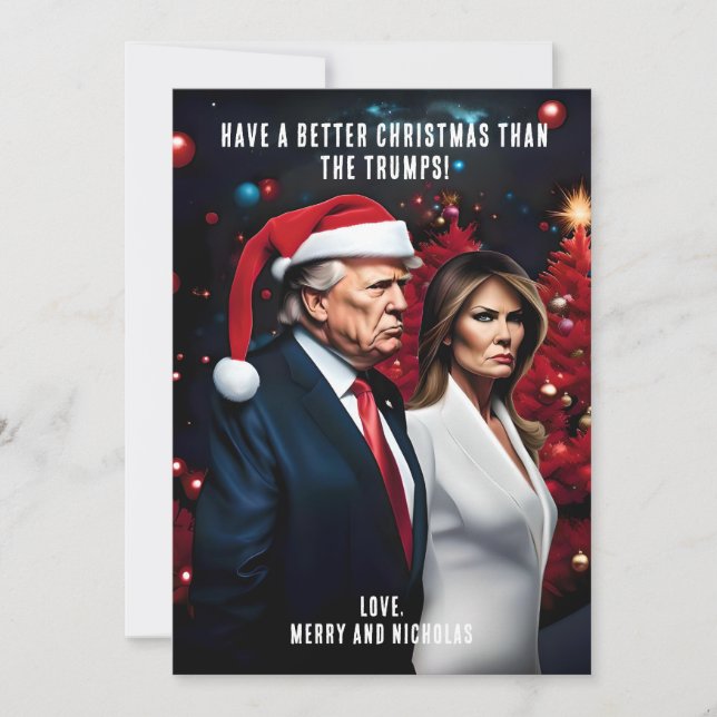 Tarjeta Festiva Trump y Melania malos Navidades (Anverso)