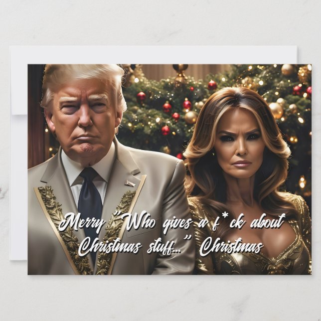 Tarjeta Festiva Trump y su esposa "quien da un m***o" Navidades (Anverso)