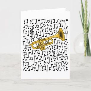 Tarjeta Festiva Trumpet Music Notes Trumpeter: el músico de brass