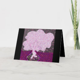 Tarjeta Festiva Tu B'Shvat, purpurina de árbol rosa bailarín, ט ״