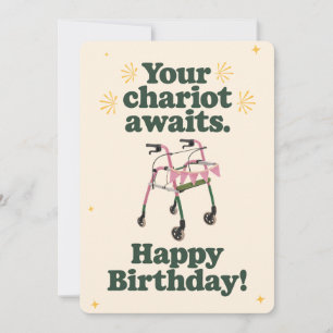Tarjeta Festiva Tu Carruaje Espera Divertido Envejecer Cumpleaños