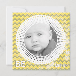 Tarjeta Festiva Tu foto, amarillo y gris Chevron Mis primeros Navi