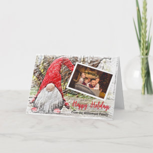 Tarjeta Festiva Tu Foto Con Navidades Gnome Happy Holidays