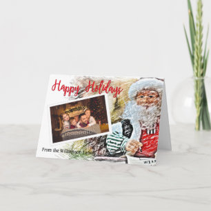 Tarjeta Festiva Tu foto con Santa y la lista bonita