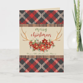 Tarjeta Festiva TU FOTO   Cuernos de Antílope de Bosque a Cuadros 