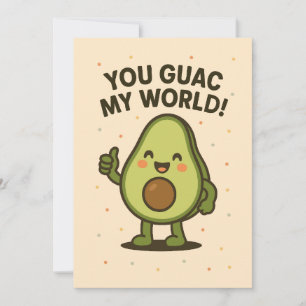 Tarjeta Festiva Tú Guac Mi Mundo. Lindo Pun de Aguacate para San V