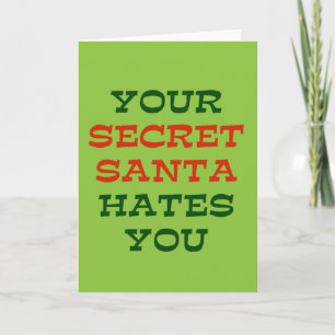 Tarjeta Festiva Tu secreto Santa te odia