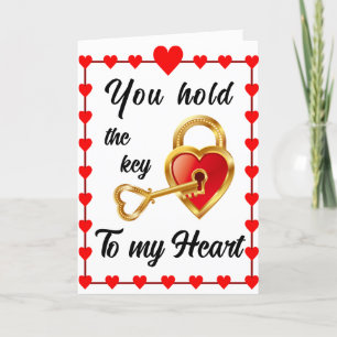 Tarjeta Festiva Tú tienes la llave de mi corazón día de San Valent