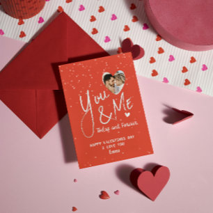Tarjeta Festiva Tú y Yo Amor Romántico Corazón Rojo Día de San Val