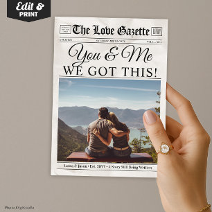 Tarjeta Festiva Tú y Yo Tenemos Esto, Periódico de Amor Personaliz