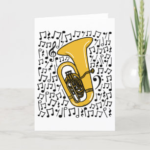 Tarjeta Festiva Tuba Musical Notes Tubaist Brass Músico