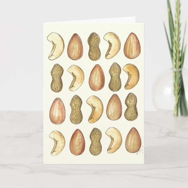 Tarjeta Festiva Tuercas sobre ti Peanut Cashew Almond Love Valenti (Anverso)