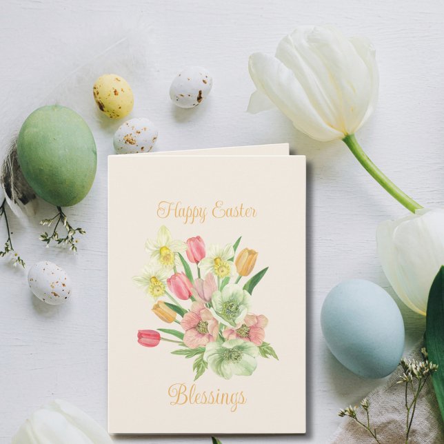 Tarjeta Festiva Tulip Daffodil Spring Bouquet Easter (Subido por el creador)