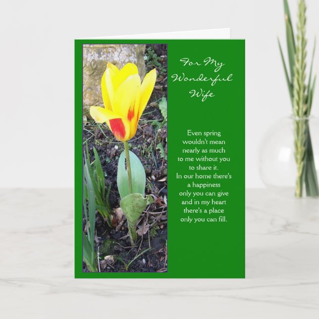 Tarjeta Festiva Tulip Design Happy Easter Wife (Anverso)