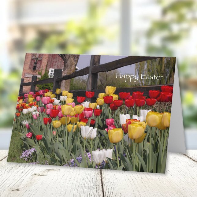 Tarjeta Festiva Tulip Garden Happy Easter (Subido por el creador)