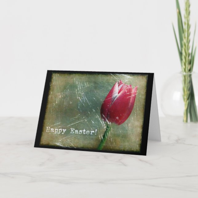 Tarjeta Festiva Tulip Grunge de Pascua (Anverso)