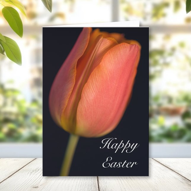 Tarjeta Festiva Tulipán rojo en la feliz Pascua (Subido por el creador)